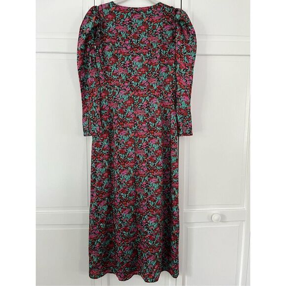 J. Crew Drapey Puff Sleeve Dress In Ratti Red Blooms Collection Dress Size 2 EUC - Picture 4 of 12